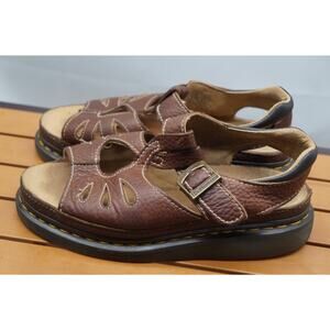 Dr Martens Castillo Sandals Women's 9 41 Brown Leather Platform Teardrop Cutout